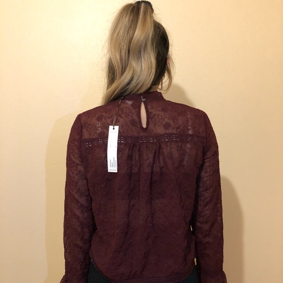 Willow & Clay burgundy sheer blouse - Picture 3 of 3